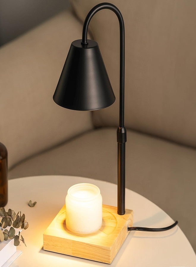 GODONLIF Black Dimmable Candle Warmer Lamp, Adjustable Height, Timer, Wooden Base, for Scented Wax with 2 Bulbs - Image 1